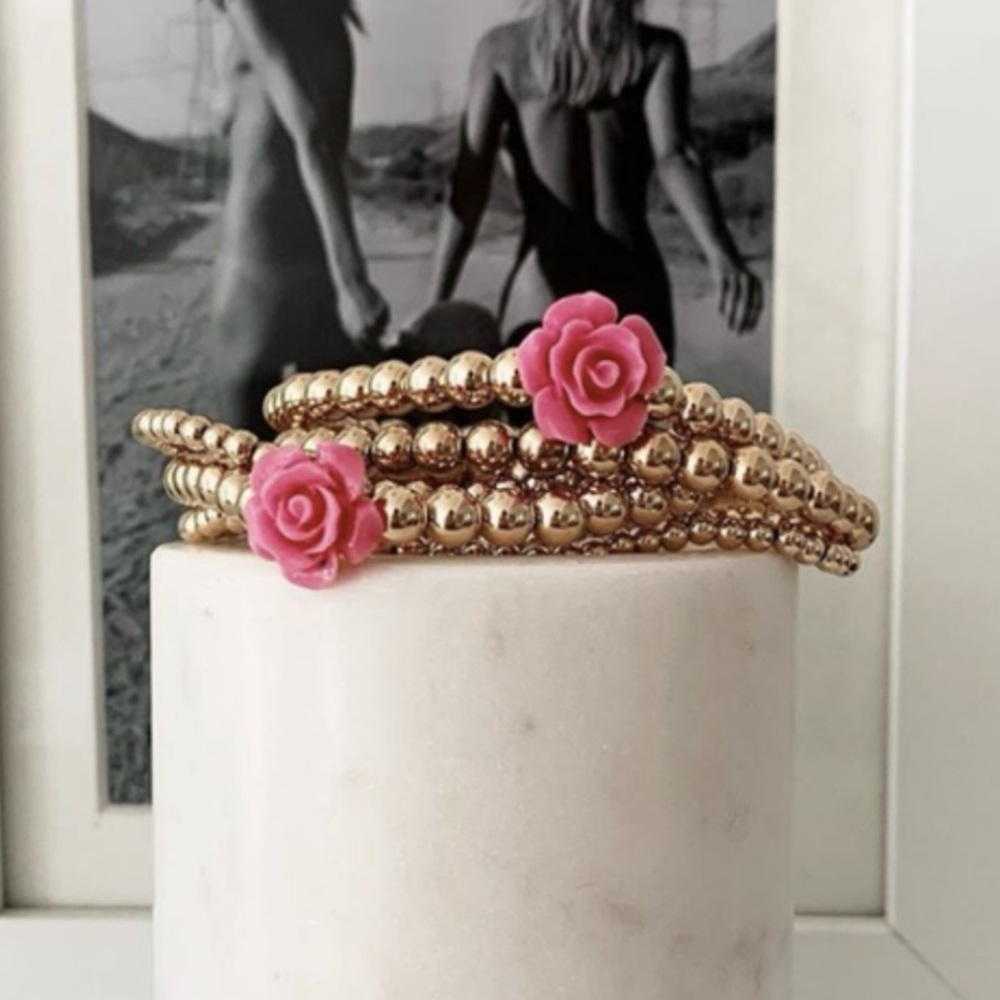 Alexa Leigh 5mm Gold Ball With Flower Bracelet